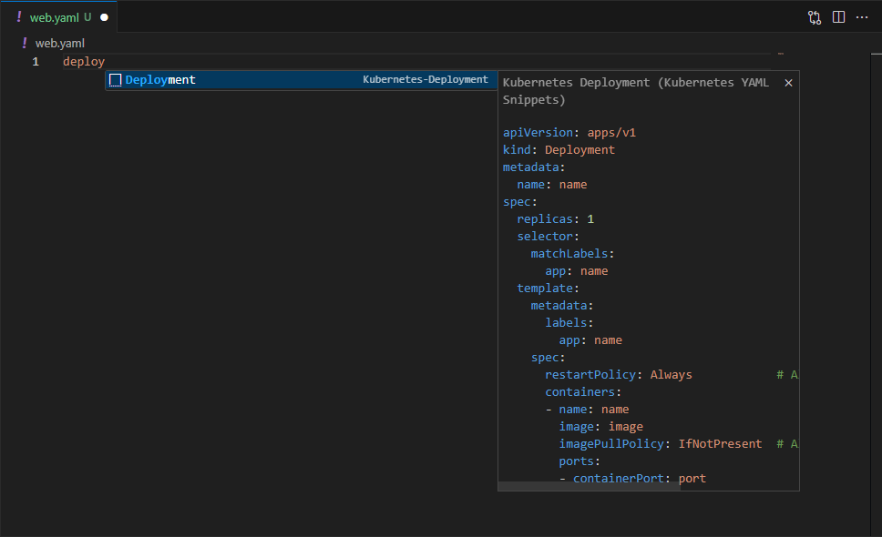VS Code - Kubernetes snippets 사용하기 - Kubernetes and beyond